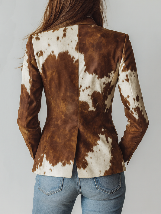 Blazer de Mujer Vintage Ecológico con Estampado de Vaca