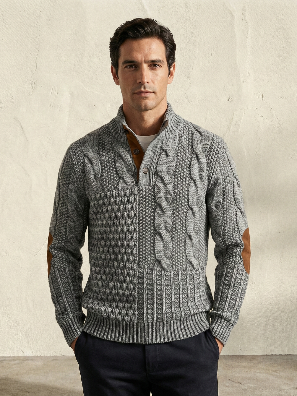 FÉNIX | Jersey patchwork de punto trenzado