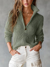 Begoña | Jersey beige de punto con media cremallera