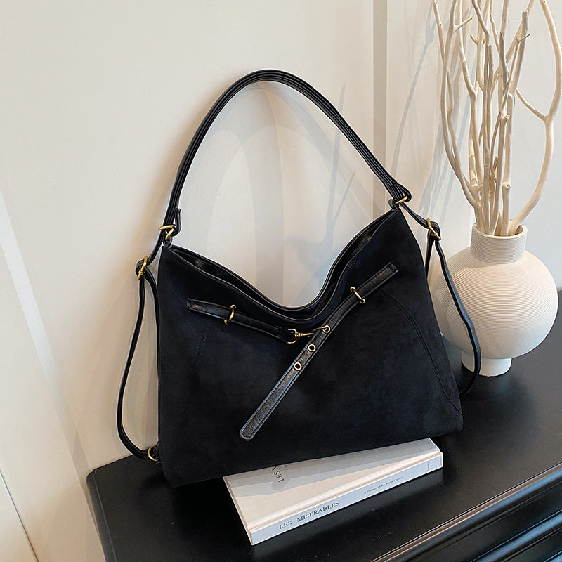 Bolso Multifuncional de Ante Vintage para Hombro y Bandolera