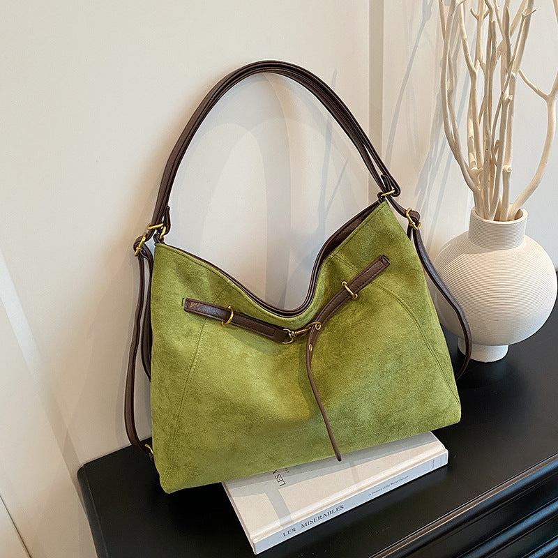Bolso Multifuncional de Ante Vintage para Hombro y Bandolera