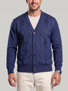 KZZ Men's Plaid V-Neck Long-Sleeve Knit Cardigan