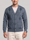 KZZ Men's Plaid V-Neck Long-Sleeve Knit Cardigan