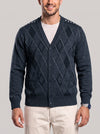 KZZ Men's Plaid V-Neck Long-Sleeve Knit Cardigan