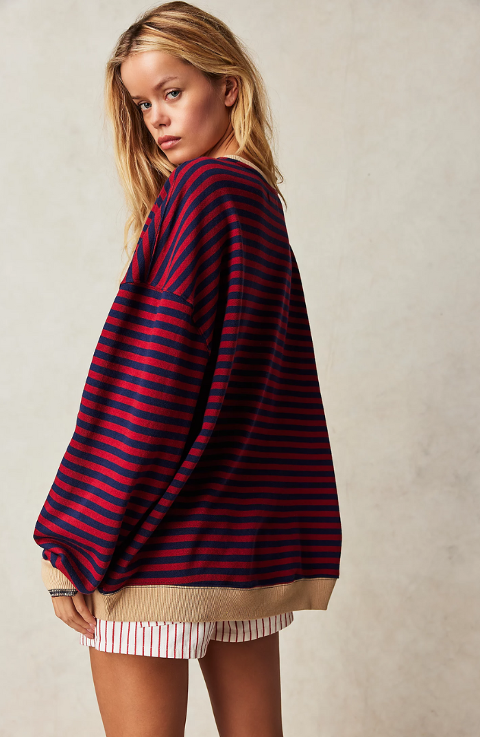 MANDIE - Jersey oversize de rayas vibrantes con acentos para mujeres