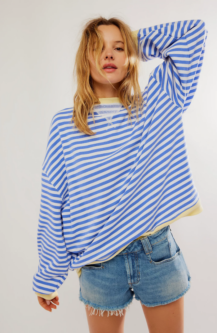 MANDIE - Jersey oversize de rayas vibrantes con acentos para mujeres