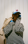 MANDIE - Jersey oversize de rayas vibrantes con acentos para mujeres