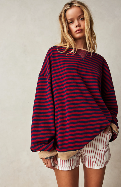 MANDIE - Jersey oversize de rayas vibrantes con acentos para mujeres