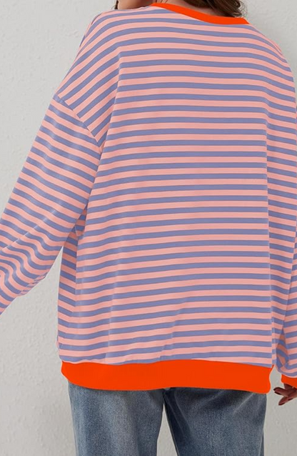 MANDIE - Jersey oversize de rayas vibrantes con acentos para mujeres