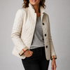 Women’s Stand Collar Quilted Jacket, Lightweight Button Down Outerwear