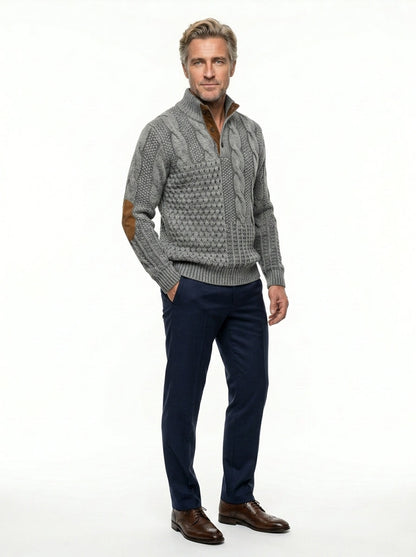 FÉNIX | Jersey patchwork de punto trenzado