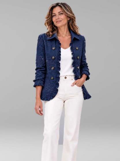 Chaqueta Amaia con volantes en color azul oscuro