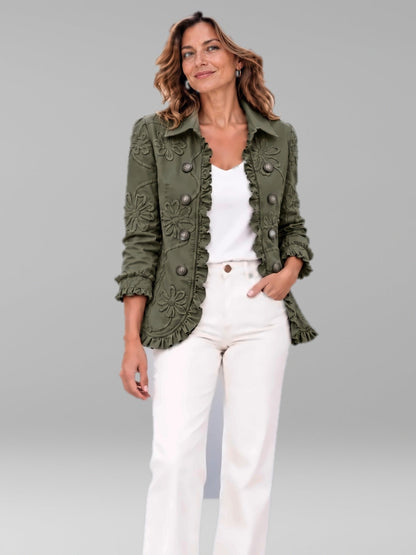 Chaqueta Amaia con volantes en color verde