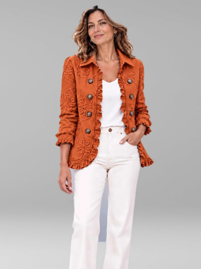 Chaqueta Amaia con volantes en color teja