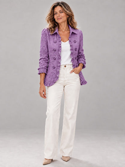 Chaqueta Amaia con volantes en color morado