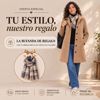 Bufanda de cuadros de regalo con el abrigo Greta