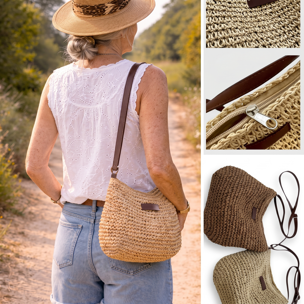 Cinzia | Bolso trenzado elegante - Arena