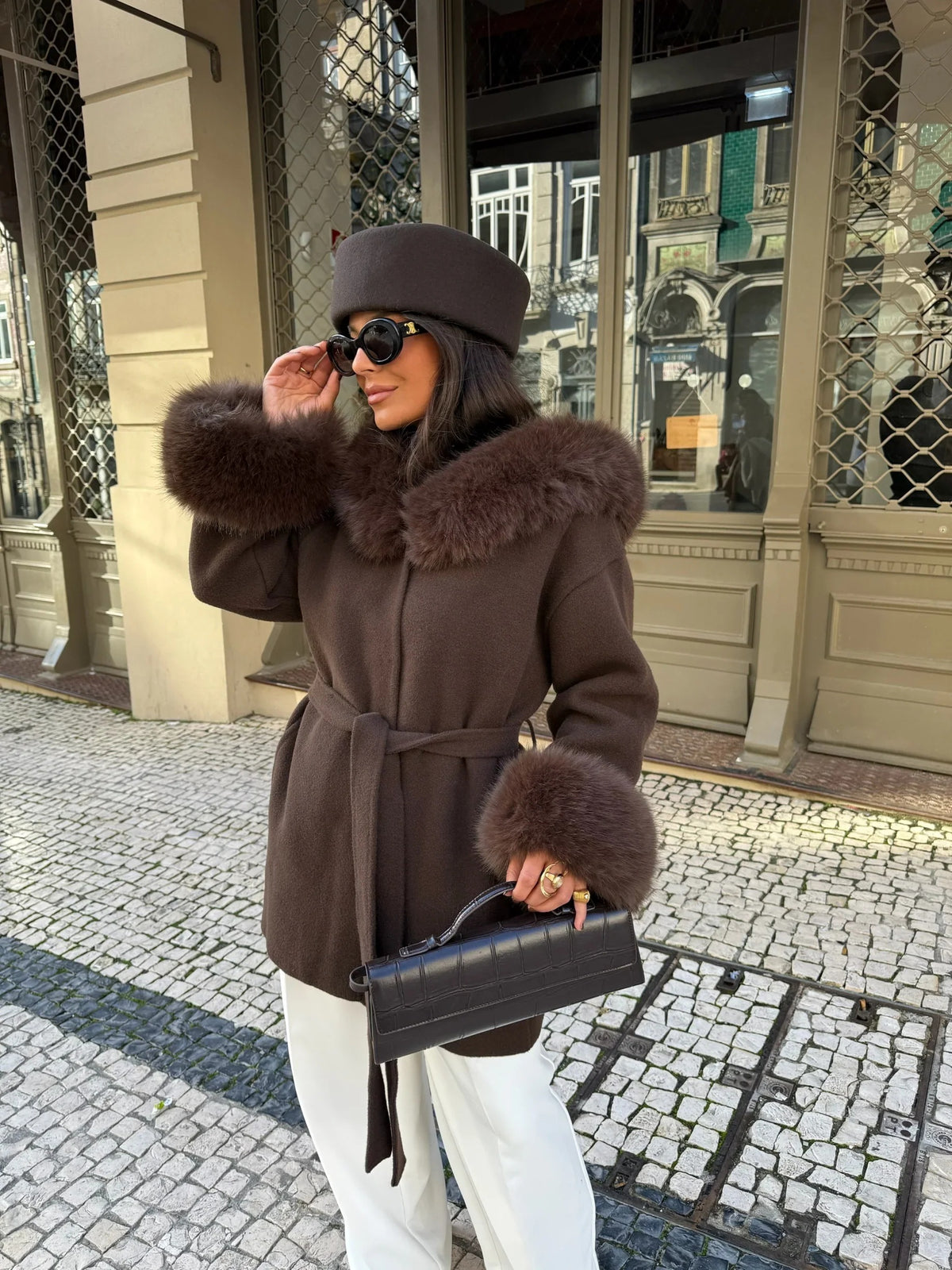 COCO - Chaqueta Marrón de Pelo