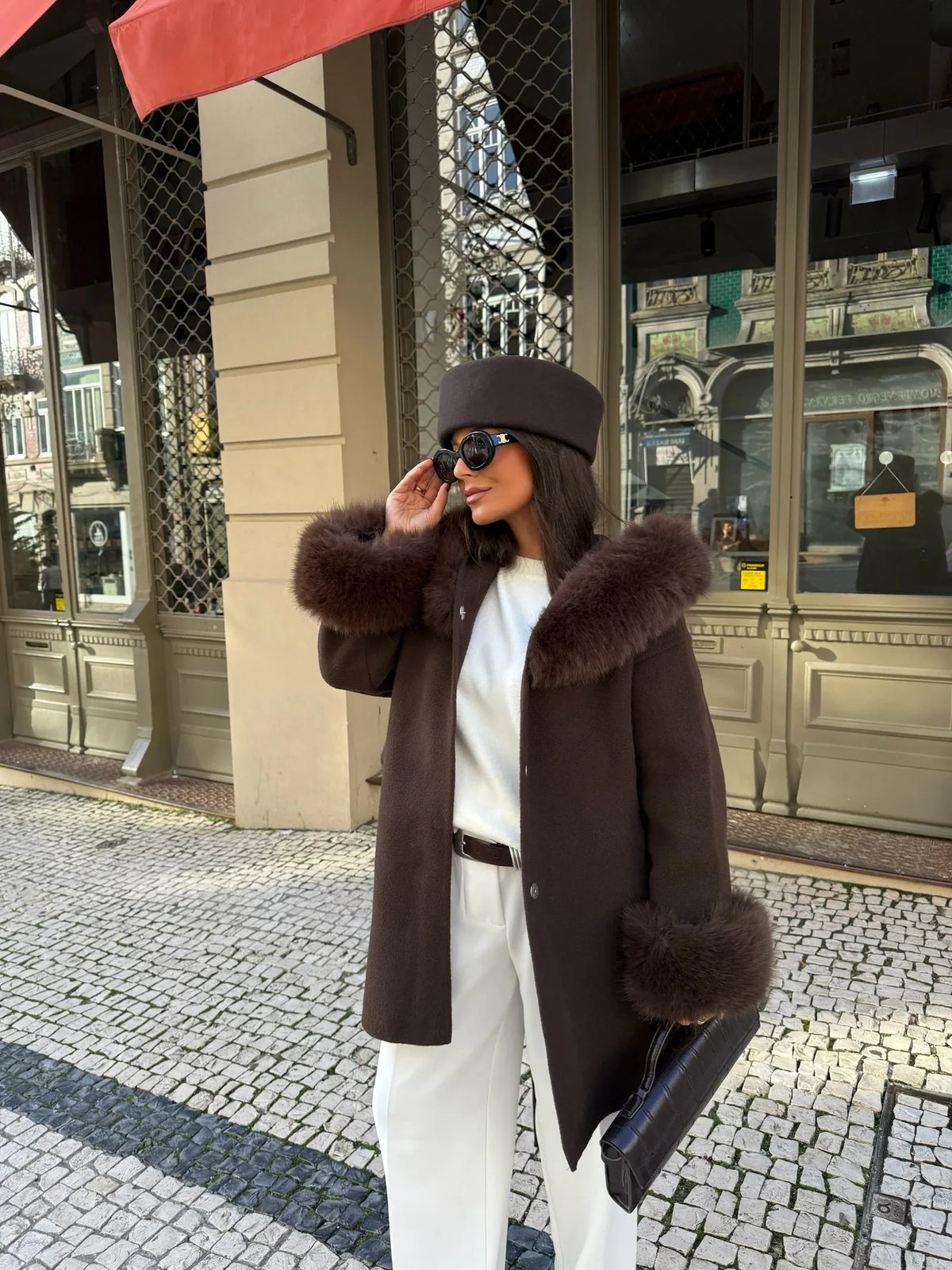 COCO - Chaqueta Marrón de Pelo