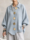Stefania | Cárdigan Oversize con Cuello y Botones Metálicos