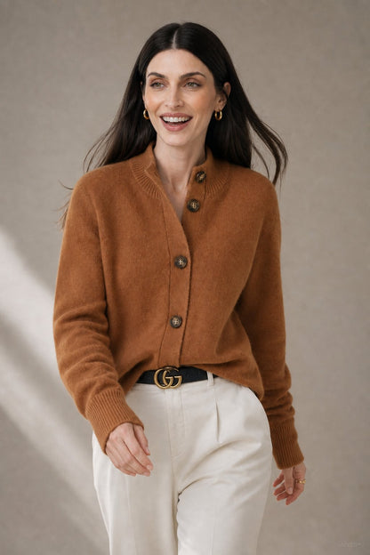 Madison Avenue Cardigan — Fire Orange, studio product shot