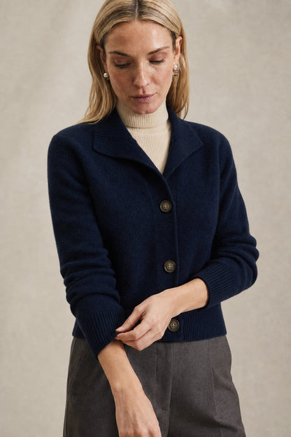 Madison Avenue Cardigan — Navy, studio product shot