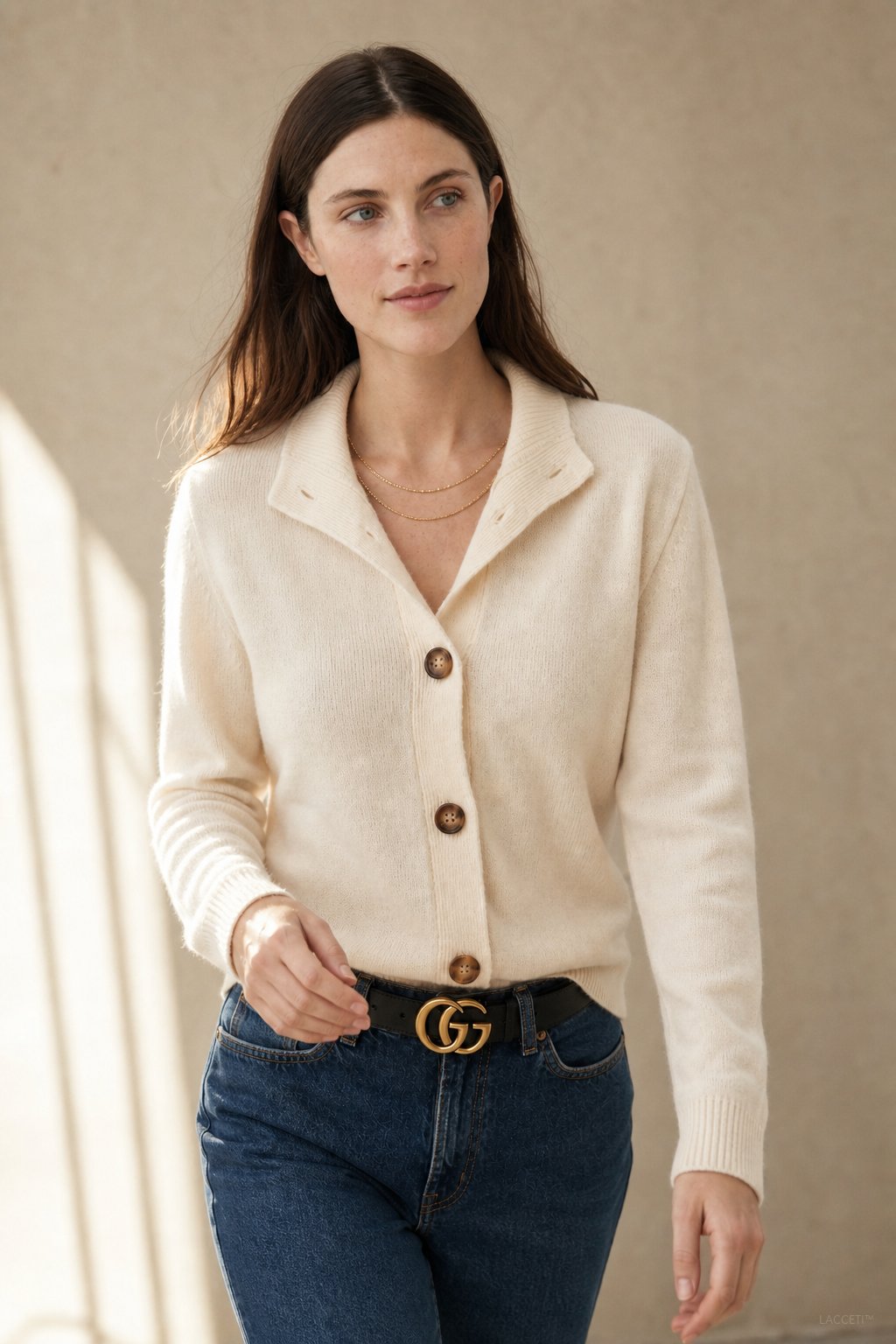 Madison Avenue Cardigan — Ivory, studio product shot