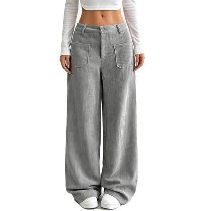 Pantalones de pierna ancha para mujer, de corte cómodo y holgado